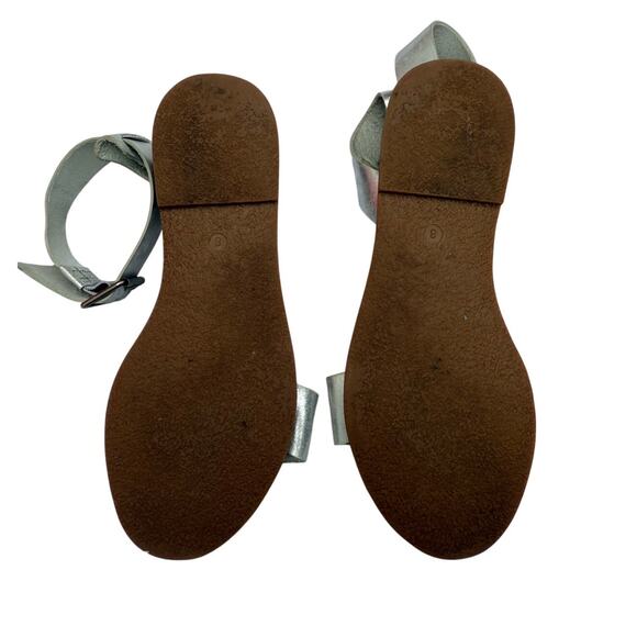 Madewell Boardwalk Sandal Women's 8 Silver Leather Ankle Strap	WZ204 - Picture 3 of 7